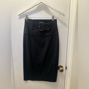 bebe Black Belted Pencil Skirt